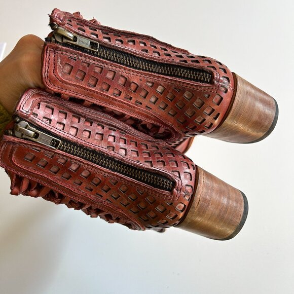 Freebird Lazor Red Leather Cut Out Ankle Booties Western Boots Size 7 with Box - Picture 7 of 10